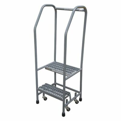 2 Steps, 20" H Stainless Steel Rolling Ladder, 450 lb. Load Capacity