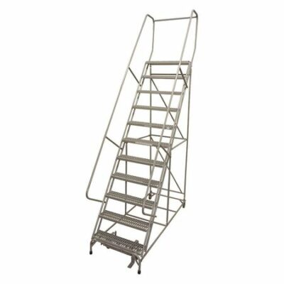 12 Steps, 120" H Steel Rolling Ladder, 450 lb. Load Capacity