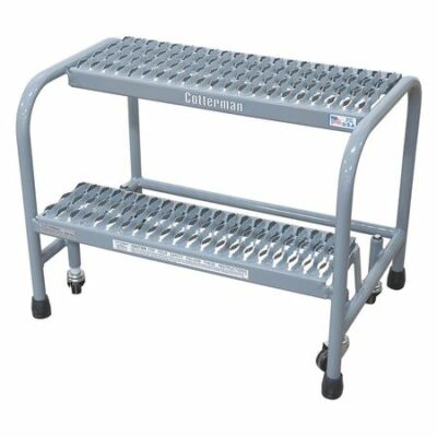 2 Steps, 20" H Steel Rolling Ladder, 450 lb. Load Capacity