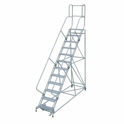 12 Steps, 120" H Steel Rolling Ladder, 450 lb. Load Capacity