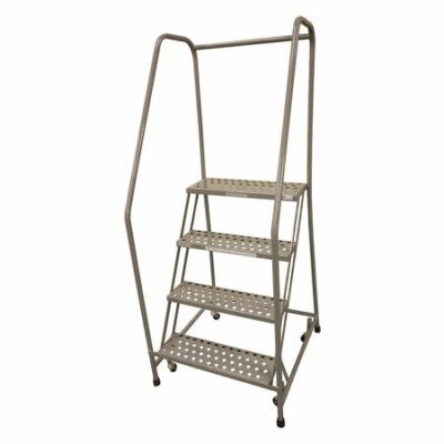 4 STEPS, 40" H STAINLESS STEEL ROLLING LADDER, 450 LB. LOAD CAPACITY