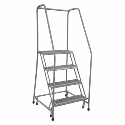 4 STEPS, 40" H STAINLESS STEEL ROLLING LADDER, 450 LB. LOAD CAPACITY