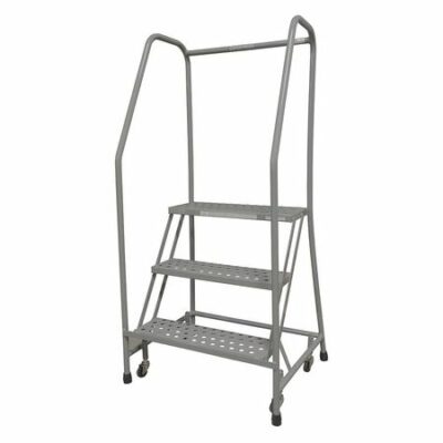 3 STEPS, 30" H STAINLESS STEEL ROLLING LADDER, 450 LB. LOAD CAPACITY