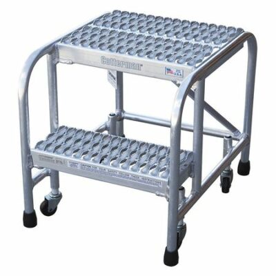2 Steps, 20" H Aluminum Rolling Ladder, 350 lb. Load Capacity