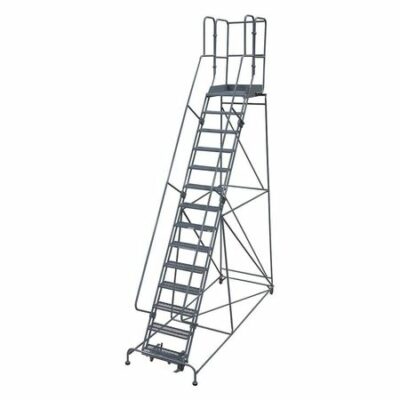 14 Steps, 140" H Steel Rolling Ladder, 450 lb. Load Capacity
