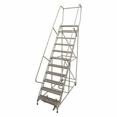 12 Steps, 120" H Steel Rolling Ladder, 450 lb. Load Capacity