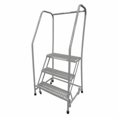 3 STEPS, 30" H STAINLESS STEEL ROLLING LADDER, 450 LB. LOAD CAPACITY