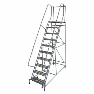 10 Steps, 100" H Steel Rolling Ladder, 450 lb. Load Capacity