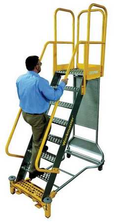 5 STEPS, 50" H STEEL ROLLING LADDER, 1000 LB. LOAD CAPACITY
