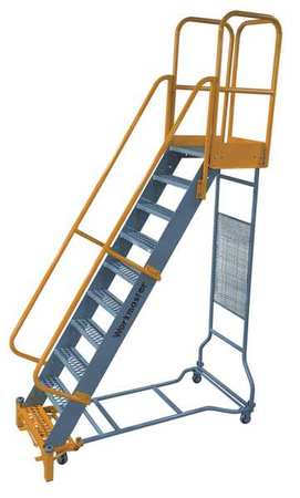 10 Steps, 100" H Steel Rolling Ladder, 1000 lb. Load Capacity