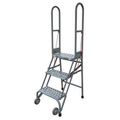 3 STEPS, 30" H STEEL FOLDING ROLLING LADDER, 350 LB. LOAD CAPACITY