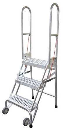 30" H STEEL FOLDING ROLLING LADDER, 350 LB. LOAD CAPACITY