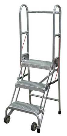 3 STEPS, 30" H ALUMINUM ROLLING LADDER, 350 LB. LOAD CAPACITY