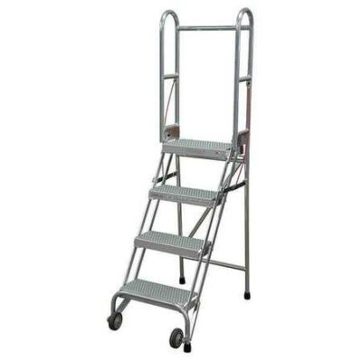 4 STEPS, 40" H ALUMINUM ROLLING LADDER, 350 LB. LOAD CAPACITY