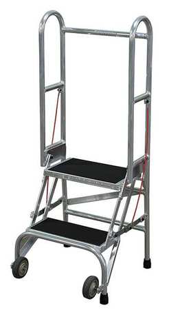 2 Steps, 20" H Aluminum Tilt and Roll Ladder, 350 lb. Load Capacity