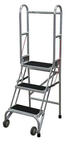 3 STEPS, 30" H ALUMINUM TILT AND ROLL LADDER, 350 LB. LOAD CAPACITY