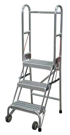 3 STEPS, 30" H ALUMINUM ROLLING LADDER, 350 LB. LOAD CAPACITY