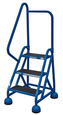 3 Steps, 27" H Steel Rolling Ladder, 450 lb. Load Capacity
