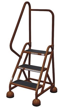 3 Steps, 27" H Steel Rolling Ladder, 450 lb. Load Capacity