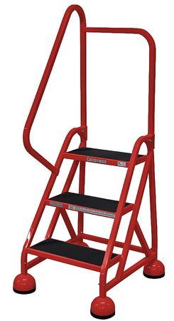 3 Steps, 27" H Steel Rolling Ladder, 450 lb. Load Capacity