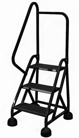 3 Steps, 27" H Steel Rolling Ladder, 450 lb. Load Capacity
