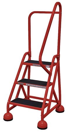 3 Steps, 27" H Steel Rolling Ladder, 450 lb. Load Capacity