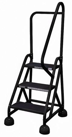 3 Steps, 27" H Steel Rolling Ladder, 450 lb. Load Capacity