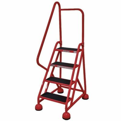 4 STEPS, 36" H STEEL ROLLING LADDER, 450 LB. LOAD CAPACITY