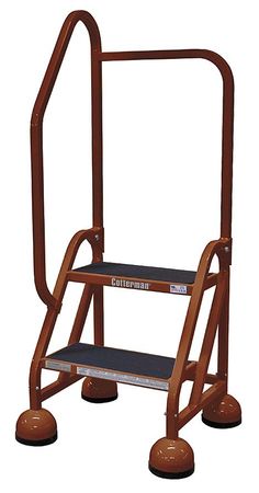 2 Steps, 18" H Steel Rolling Ladder, 450 lb. Load Capacity