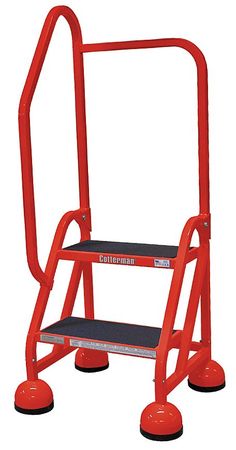 2 Steps, 18" H Steel Rolling Ladder, 450 lb. Load Capacity