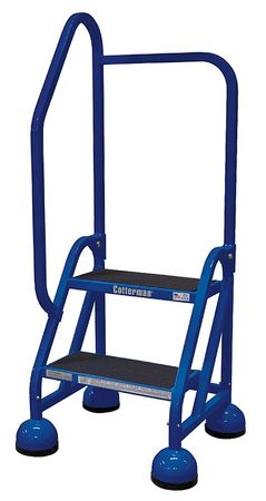 2 Steps, 18" H Steel Rolling Ladder, 450 lb. Load Capacity
