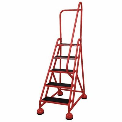 5 STEPS, 45" H STEEL ROLLING LADDER, 450 LB. LOAD CAPACITY