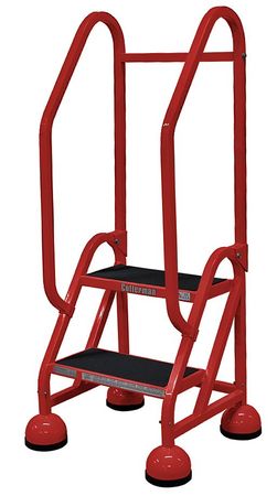 2 Steps, 18" H Steel Rolling Ladder, 450 lb. Load Capacity