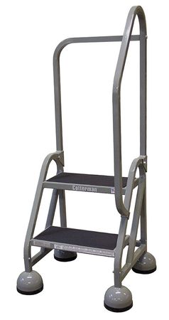 2 Steps, 18" H Steel Rolling Ladder, 450 lb. Load Capacity
