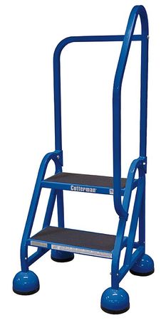 2 Steps, 18" H Steel Rolling Ladder, 450 lb. Load Capacity