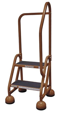 2 Steps, 18" H Steel Rolling Ladder, 450 lb. Load Capacity