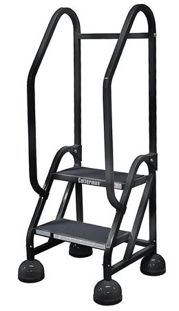 2 Steps, 18" H Steel Rolling Ladder, 450 lb. Load Capacity