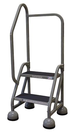 2 Steps, 18" H Steel Rolling Ladder, 450 lb. Load Capacity