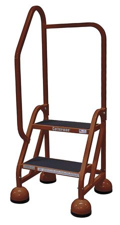 2 Steps, 18" H Steel Rolling Ladder, 450 lb. Load Capacity