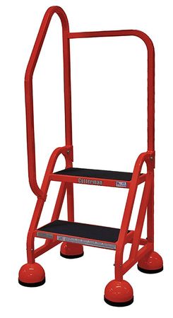 2 Steps, 18" H Steel Rolling Ladder, 450 lb. Load Capacity