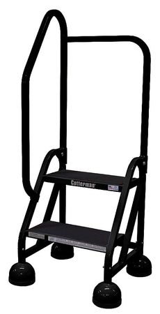 2 Steps, 18" H Steel Rolling Ladder, 450 lb. Load Capacity