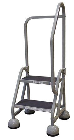 2 Steps, 18" H Steel Rolling Ladder, 450 lb. Load Capacity