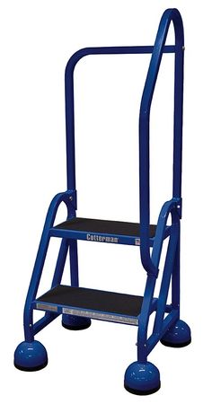 2 Steps, 18" H Steel Rolling Ladder, 450 lb. Load Capacity