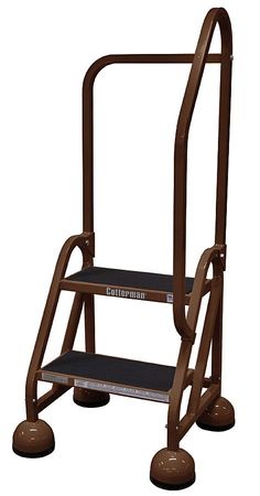 2 Steps, 18" H Steel Rolling Ladder, 450 lb. Load Capacity