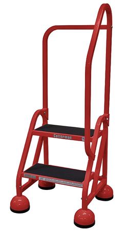 2 Steps, 18" H Steel Rolling Ladder, 450 lb. Load Capacity