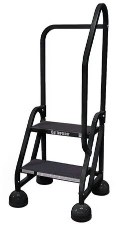 2 Steps, 18" H Steel Rolling Ladder, 450 lb. Load Capacity
