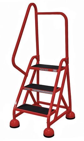 3 Steps, 27" H Steel Rolling Ladder, 450 lb. Load Capacity