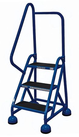 3 Steps, 27" H Steel Rolling Ladder, 450 lb. Load Capacity