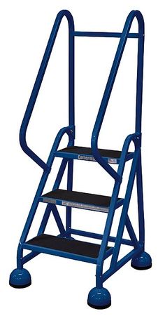 3 Steps, 27" H Steel Rolling Ladder, 450 lb. Load Capacity