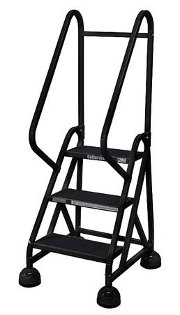 3 Steps, 27" H Steel Rolling Ladder, 450 lb. Load Capacity